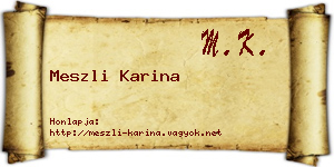 Meszli Karina névjegykártya